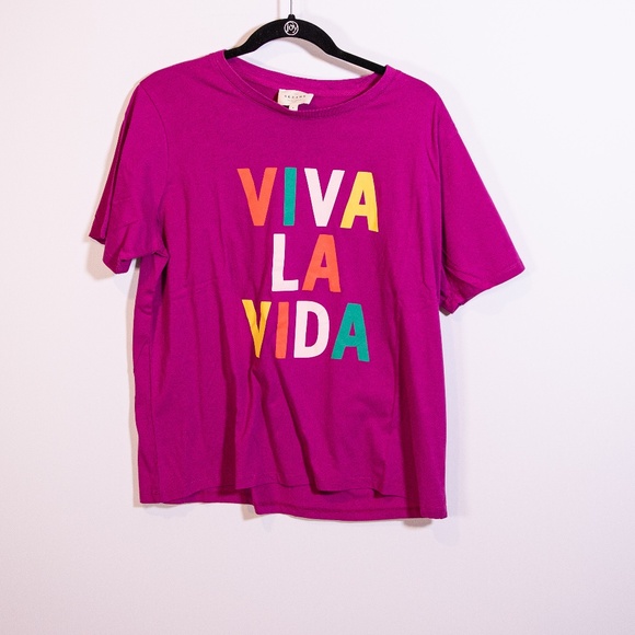Sezane Tops - Sezane Viva La Vida Bold Graphic Print Pattern Crew Neck Cotton Tee Shirt Large